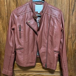 Anthropology Rust Colored Faux Leather Jacket